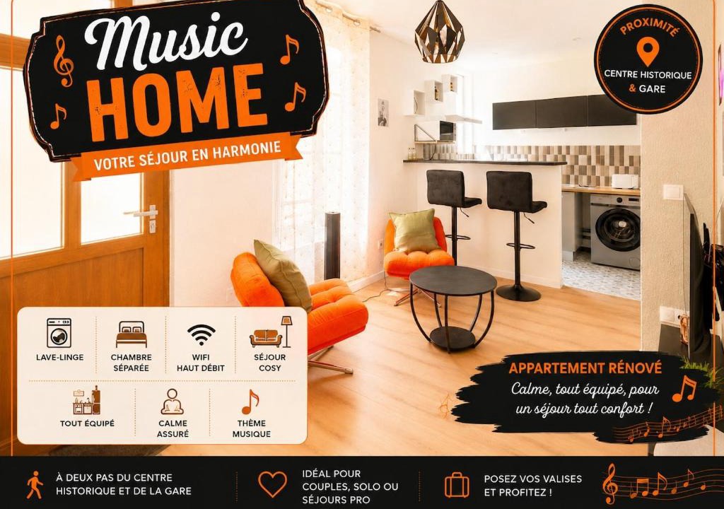 Chalon-sur-Saone Apartment | Music Home# Voyage en Harmonie# centre ville & Gare