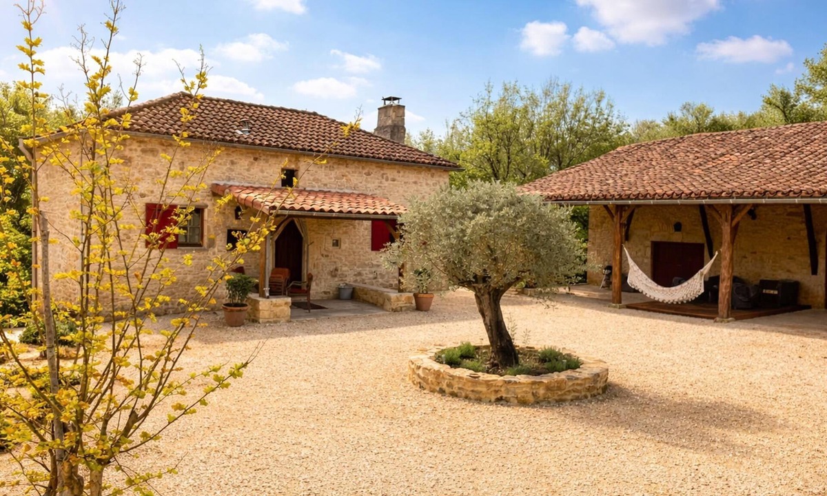 Montcabrier House | Rustic country house with courtyard and spa bath