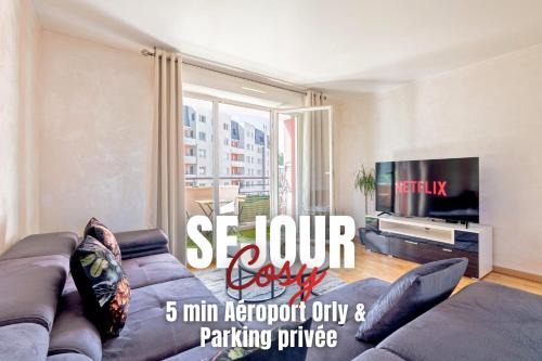 Orly Apartment | Séjour Cosy - 5 min Aéroport Orly - Parking Privée & Terrasse