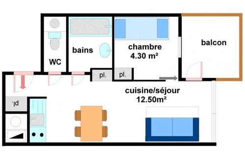 Lanslevillard Apartment | 22 m² Apartment ∙ 1 bedroom ∙ 4 guests