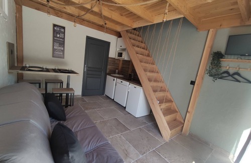 Saint-Apollinaire-de-Rias Cottage | ATYPICAL GITE WITH COVERED SWIMMING POOL in summer
