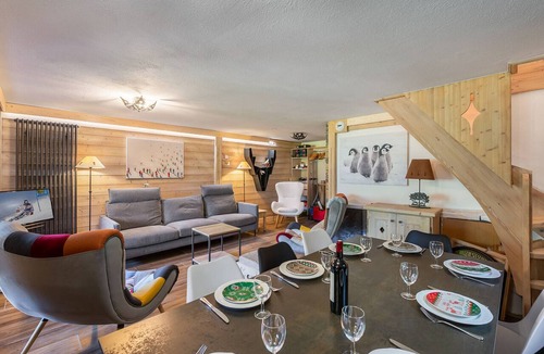 Meribel Village Apartment | Bright ski-in duplex with pool access and parking