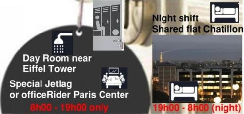 Chatillon House | Eiffel Citea Access dayroom Espace Paris sans nuitée et Chambre partagée Chatillon nuitée - Repos journée ou Espace Travail 8-19h Proche Tour Eiffel ou Usage bureau à l'heure en journée - Nuitée Chatillon Avenue Paris