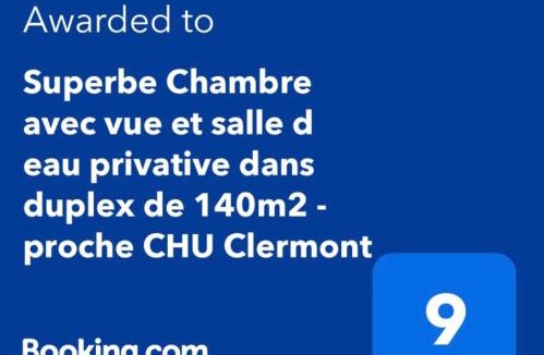 Teilhard House | Superbe Chambre avec vue et salle d eau privative dans duplex de 140m2 - proche CHU Clermont
