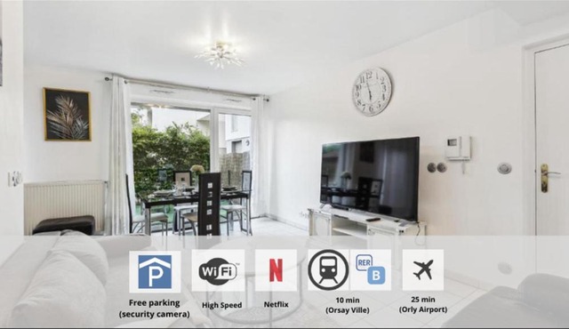 Apart-Chic-Les-Ulis With Balcon, Terrasse and Parking