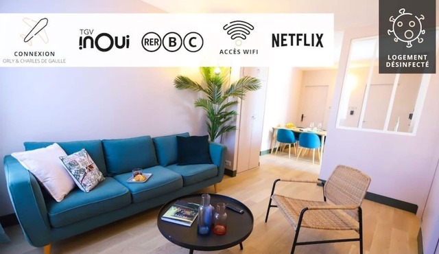 APARTMENT NEAR PARIS ☆ 8 PEOPLE ☆ RER TGV NETFLIX