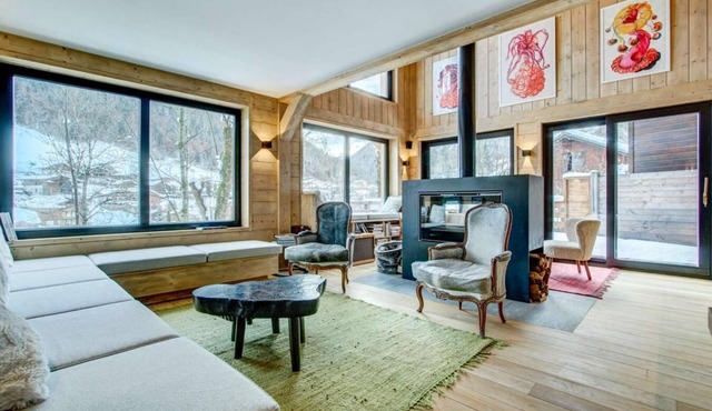 Chalet, 2nd floor, view mountain, fitness, swimming pool, sauna, terrace, fireplace or stove, tv