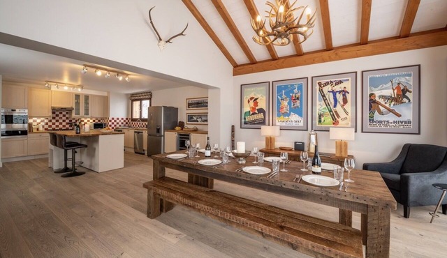Chalet Bleu, large Meribel ski chalet, sleeps 10, superb living area to relax in