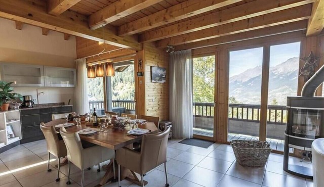 Chalet, Ground floor, view valley, terrace, fireplace or stove, tv, ski locker, 158m², Valfréjus