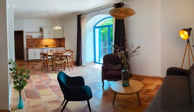 Charming gîte with private spa and river at the bottom of the garden. Baronnies