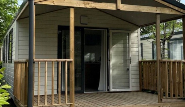 Comfortable mobile home with terrace in Challes-les-Eaux in Challes-les-Eaux