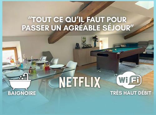 Grand Loft avec Billard Netflix et Climatisation