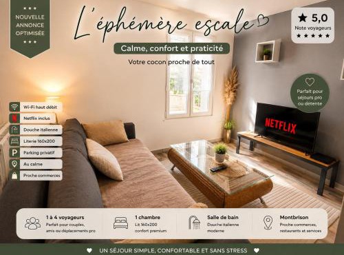 'L' éphémère escale' appartement calme avec parking gratuit sur place