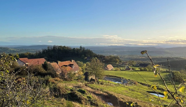Large, quiet gite with swimming pool and sublime view in the heart of the hills.