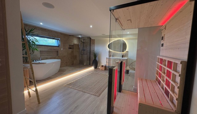 Nordic Suite with lake view, private sauna, and relaxation bath